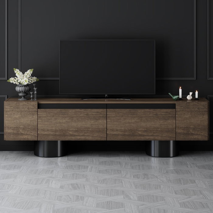 Hanah Home Soporte para TV Nogal y Negro 180cm Ancho, 50cm Alto, 30cm Profundidad